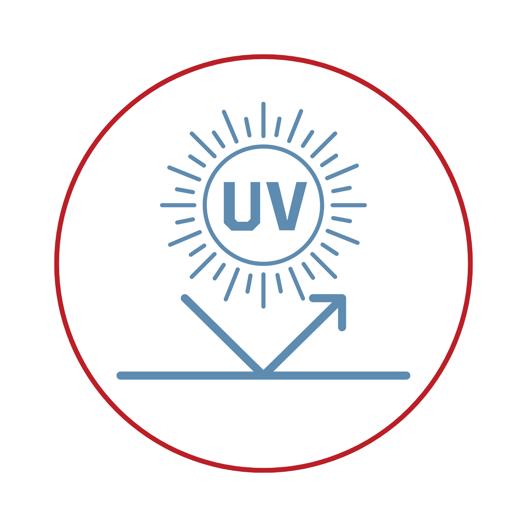 sun with uv reflecting off surface icon