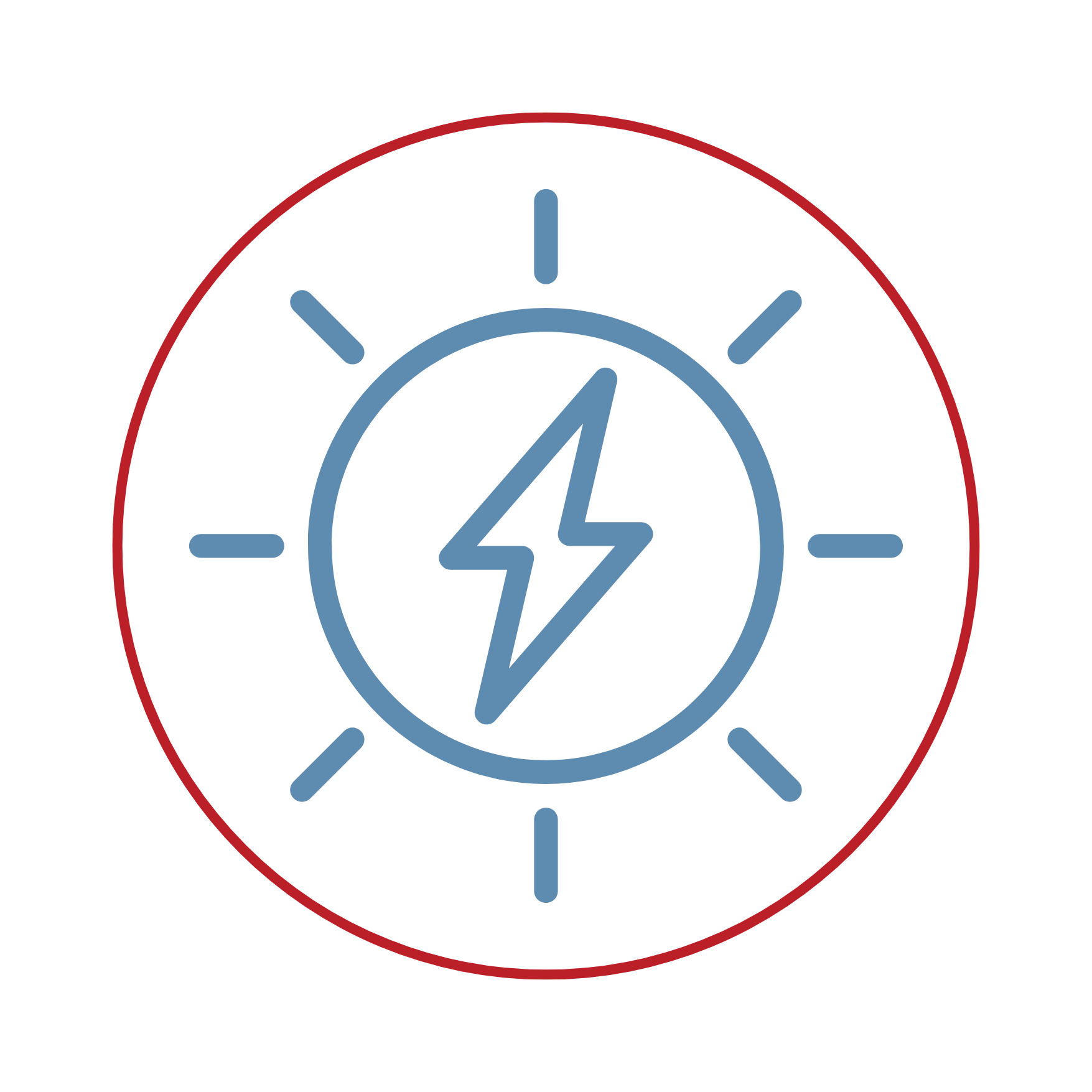 sun with energy lightning bolt icon