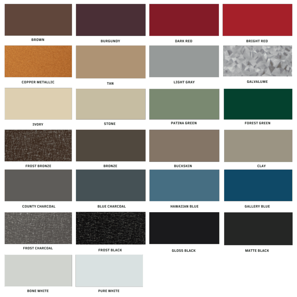 cupola metal color chart