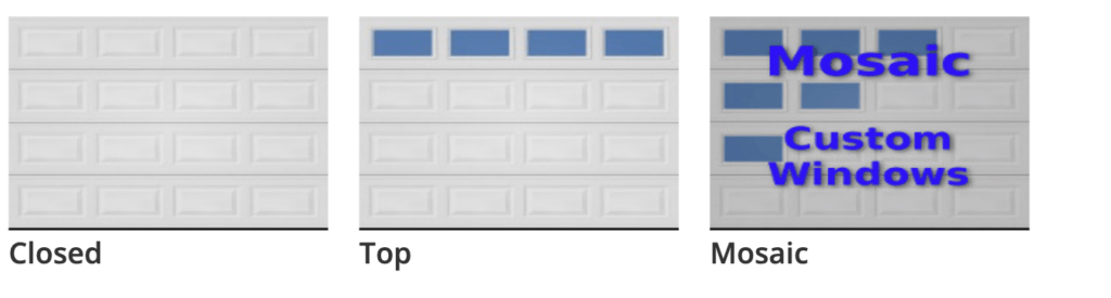 Lincoln Garage Doors Window Layout: closed, top, mosaic