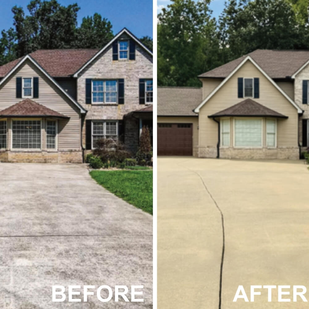 before and after application of refresh on concrete