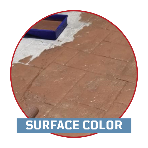 Surface Color Concrete Menu Icon with text and tinta' seal applied to concrete