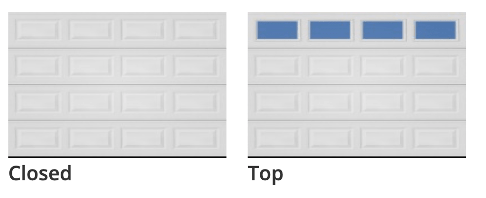 carriage court garage door top layout options: closed or windows