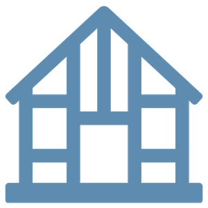 blue framing house icon