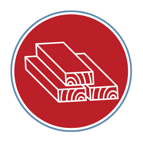 building materials pole barn kit icon with lumber